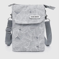 Womens Small Leaf Print Crossbody Phone Bag - Dog Walking, Holidays, Travel