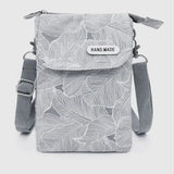 Womens Small Leaf Print Crossbody Phone Bag - Dog Walking, Holidays, Travel