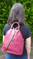 Womens Large Triangular Backpack and Shoulder Bag Diagonal Zip - Anti-theft Security