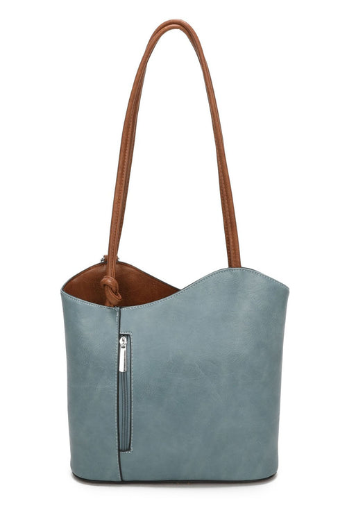 Shoulder Bag and Convertible Backpack In One — Light Blue
