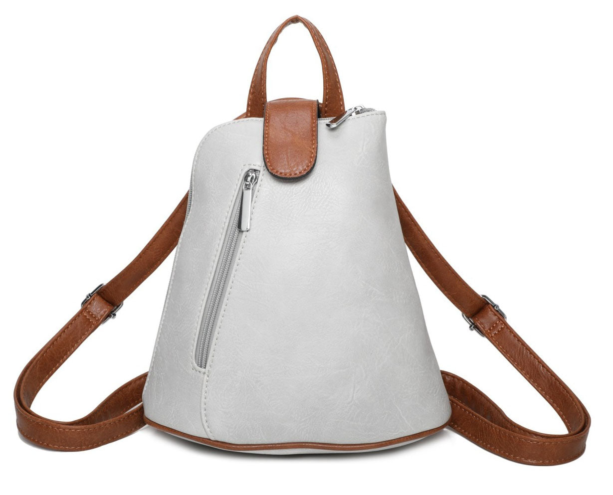 Small Triangular Backpack Shoulder Bag with Tab Top — Lt Grey