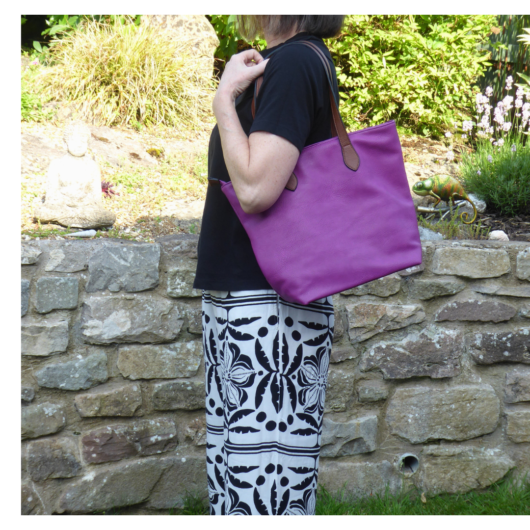 Leather-Look Zip Top Shoulder Tote Bag - Spacious with Internal Pockets