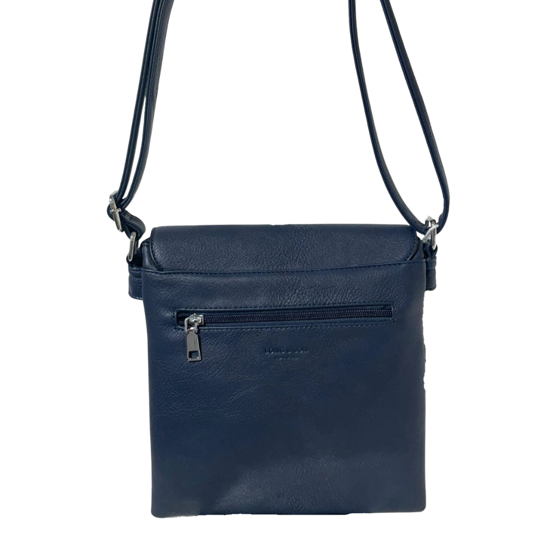 Front buckle crossbody shoulder bag — rear view