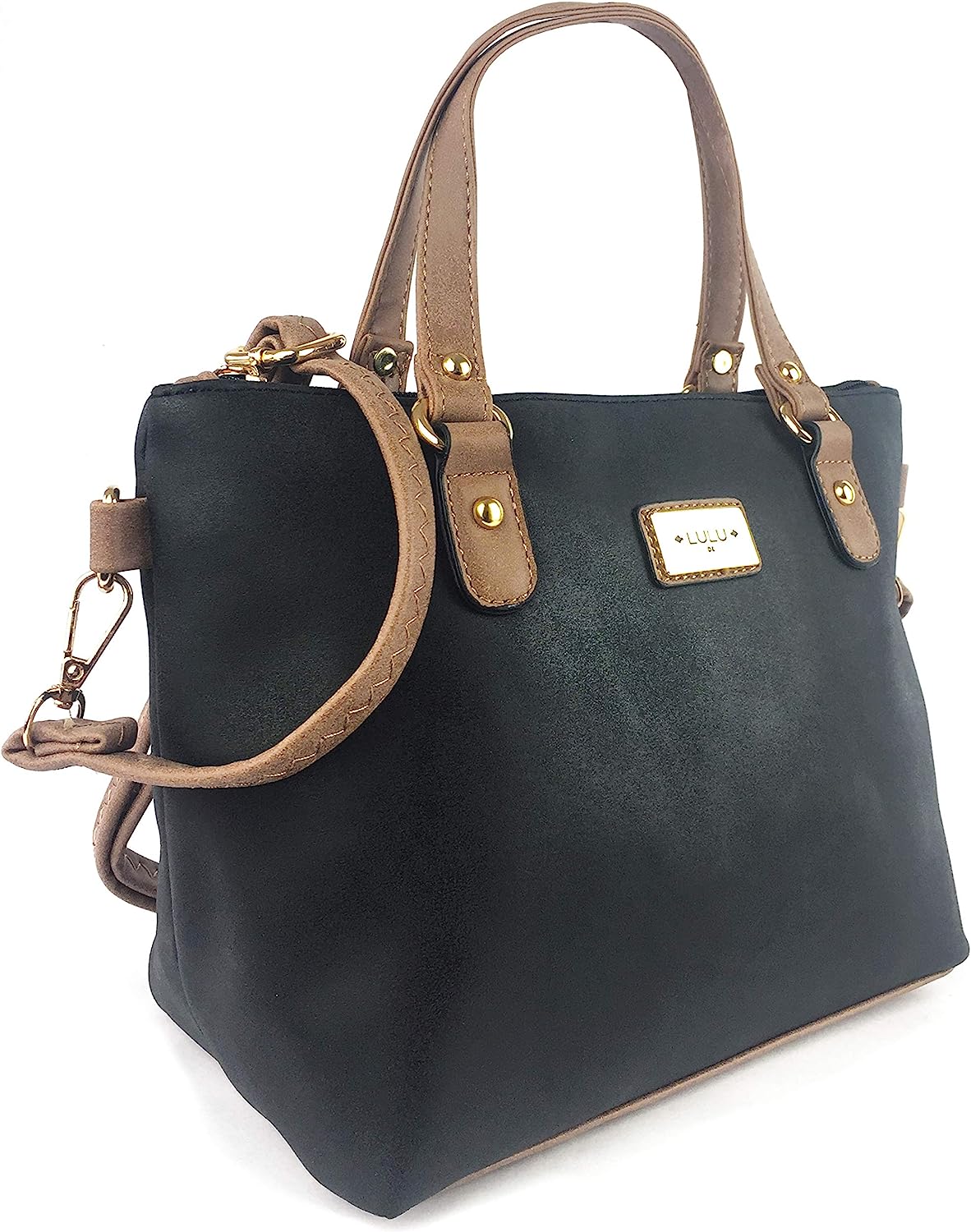 Top Handle Grab Bag with Detachable Adjustable Crossbody Shoulder Strap — rear view