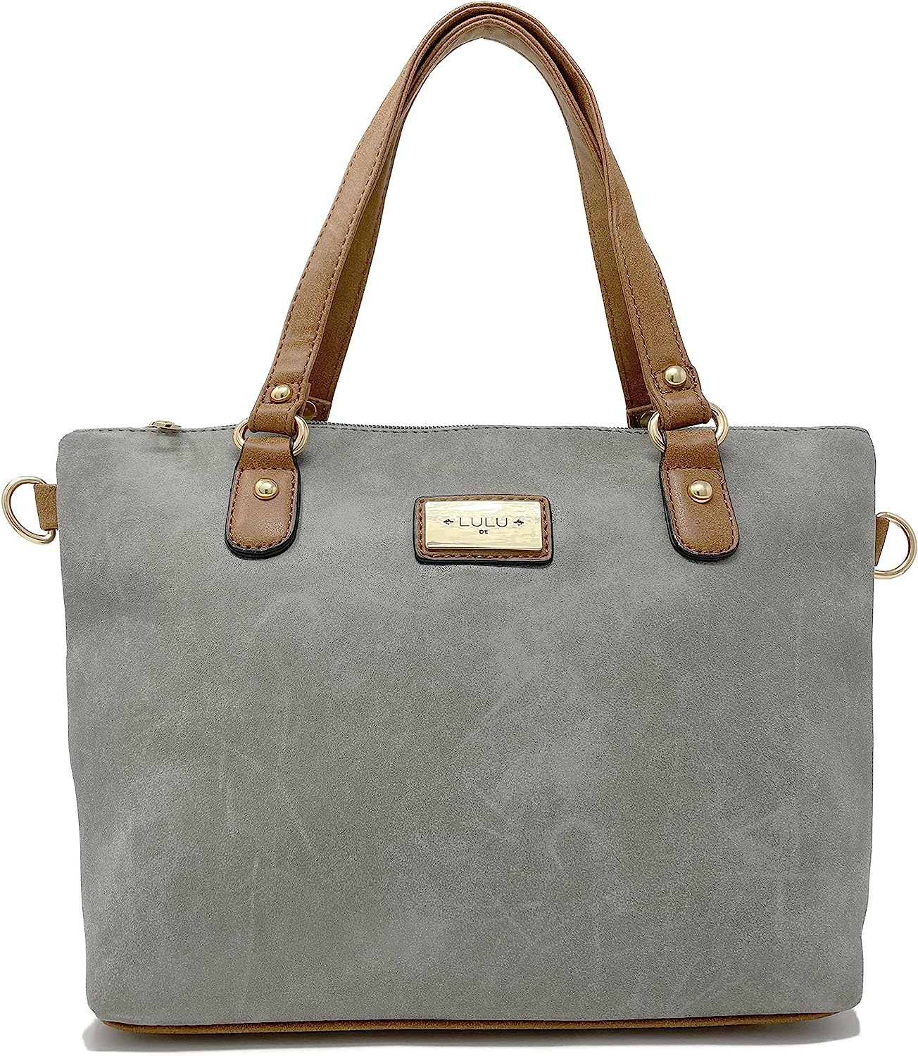 Top Handle Grab Bag with Detachable Adjustable Crossbody Shoulder Strap — Grey