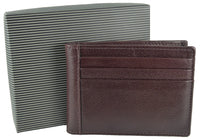 Small Premium Real Leather Compact Wallet Holder Case 12 Card Slots Brown