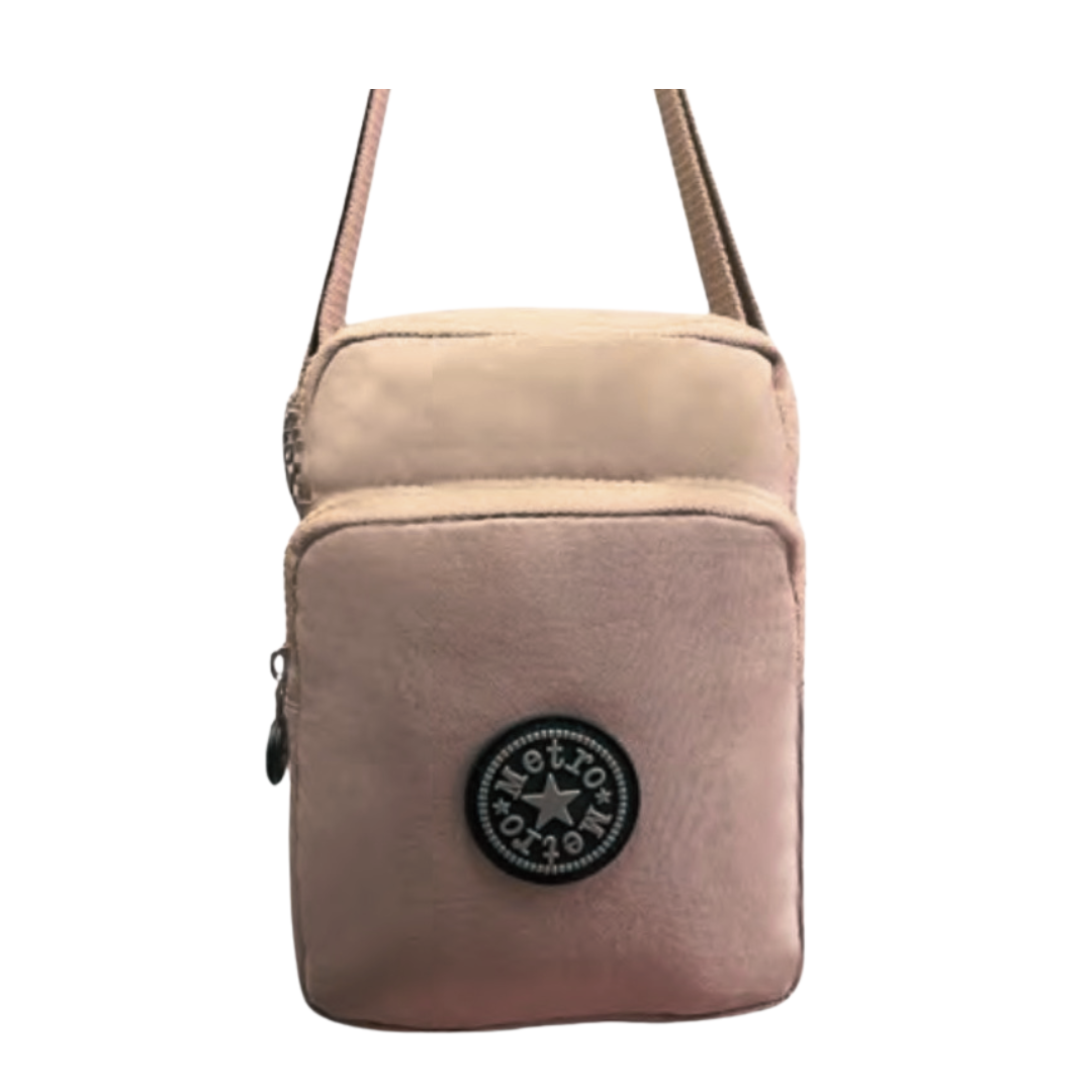Small Nylon Crossbody & Shoulder Bag - 3 Zip Sections, Water Resistant