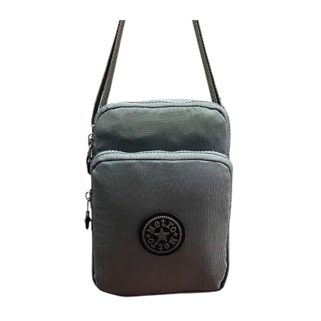Small Nylon Crossbody & Shoulder Bag - 3 Zip Sections, Water Resistant