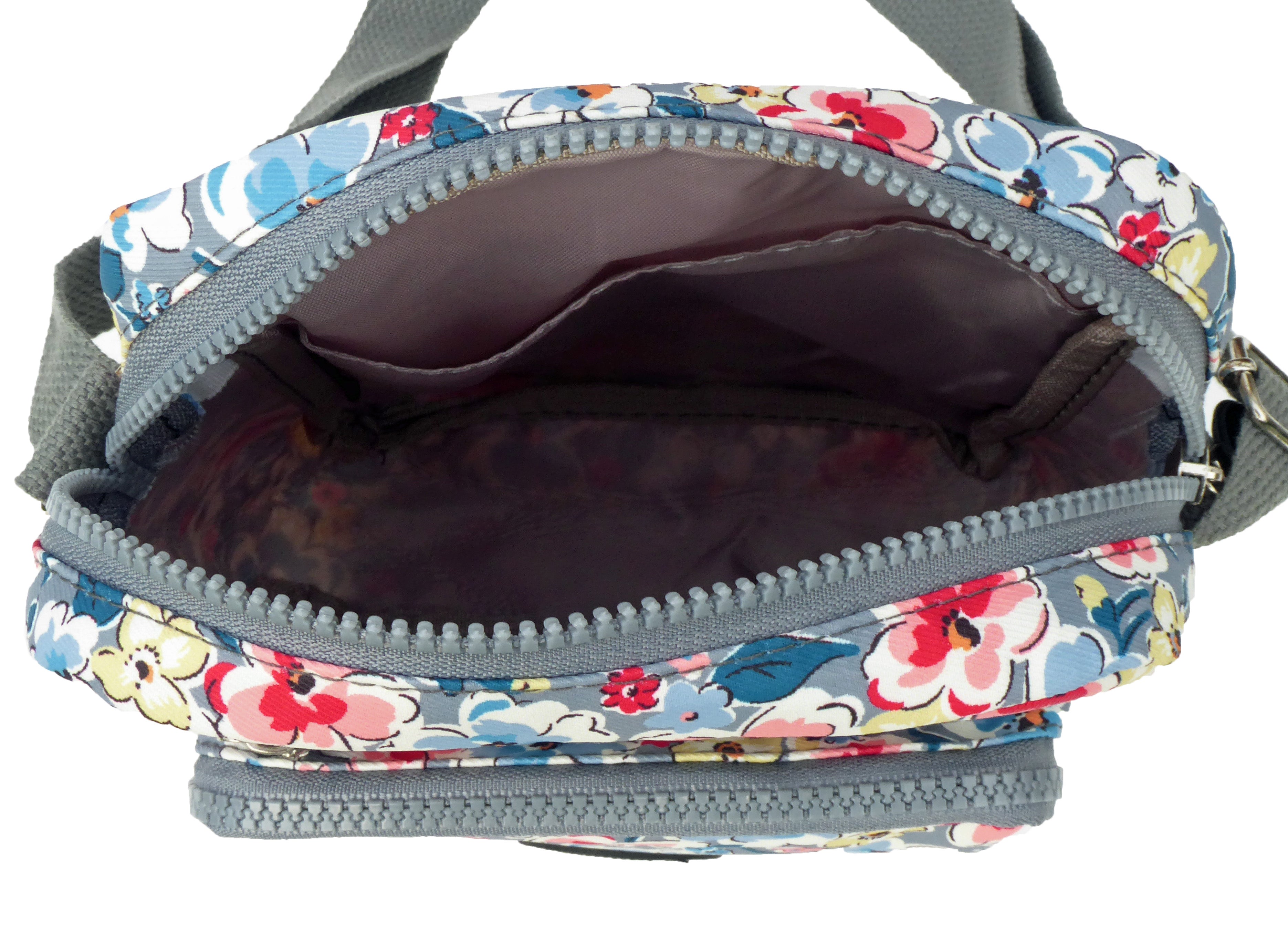SALE Floral Nylon Crossbody & Shoulder Bag - 3 Zip Sections, Water Resistant