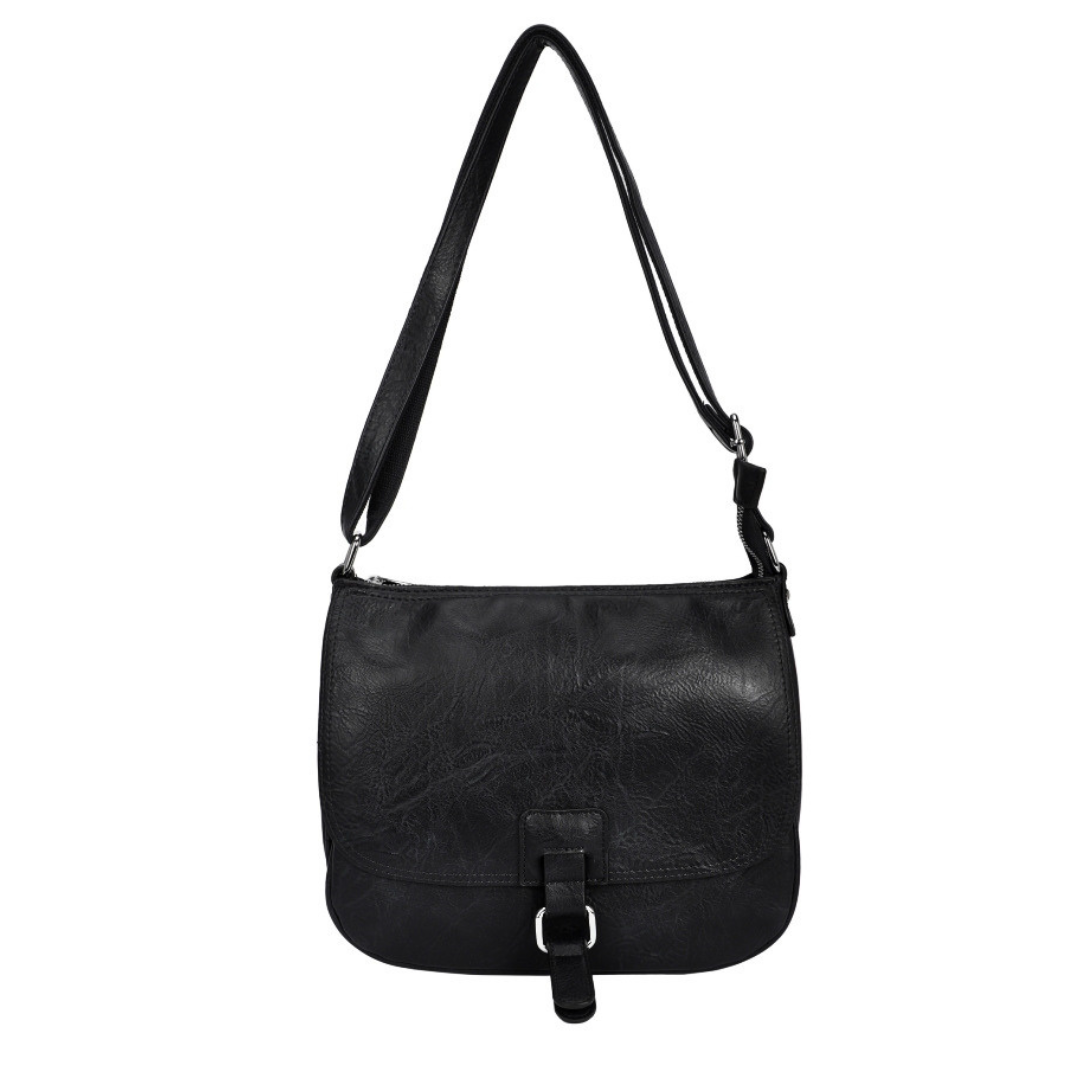 Black saddle crossbody shoulder bag