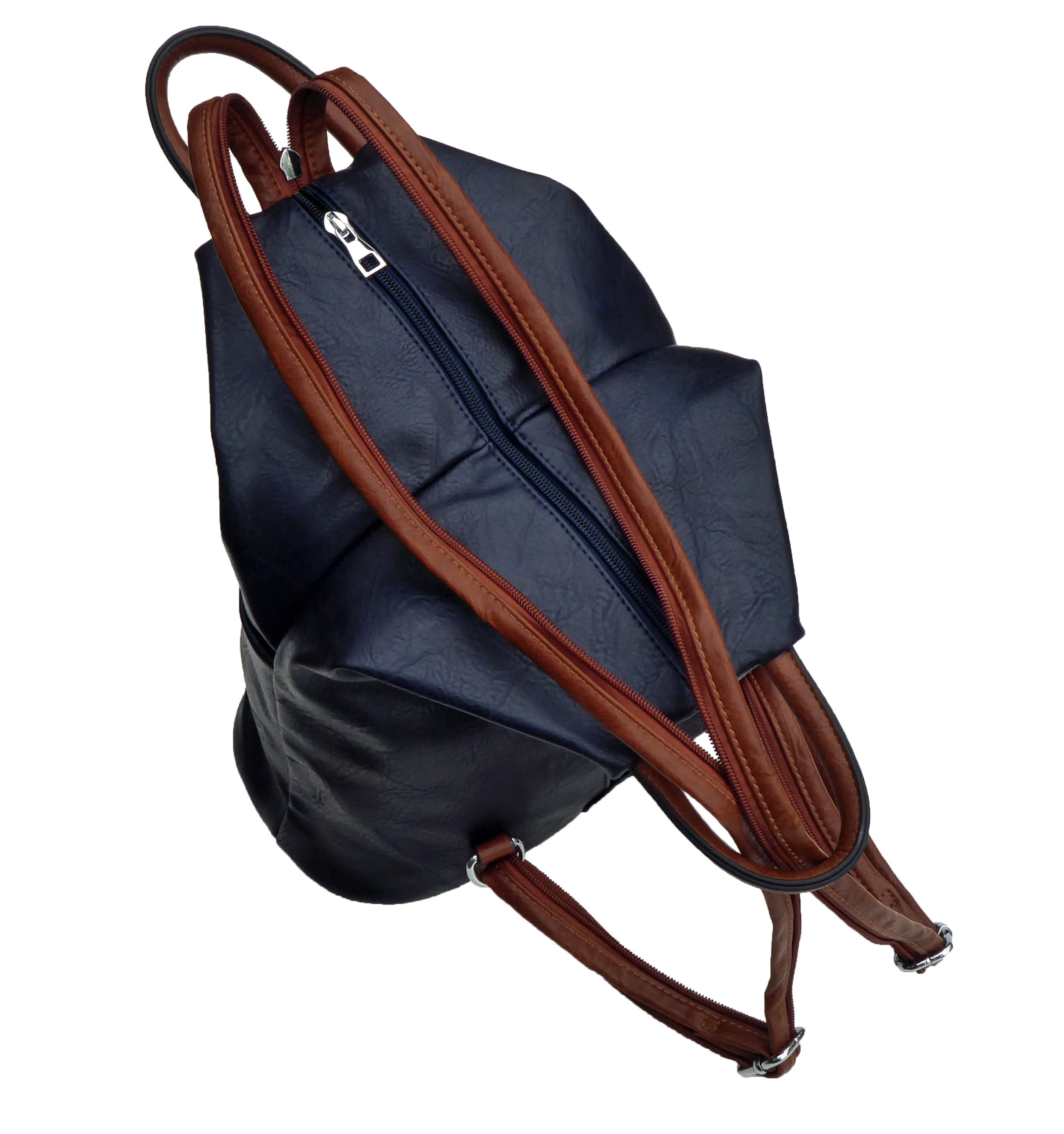 Large Triangular Backpack and Shoulder Bag Diagonal Zip - Anti-theft Security — rear view
