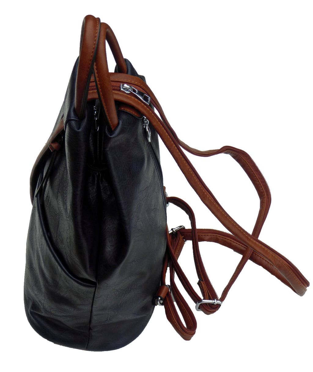 Large Triangular Backpack and Shoulder Bag Diagonal Zip - Anti-theft Security — lifestyle view