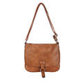 Brown saddle crossbody shoulder bag — side profile