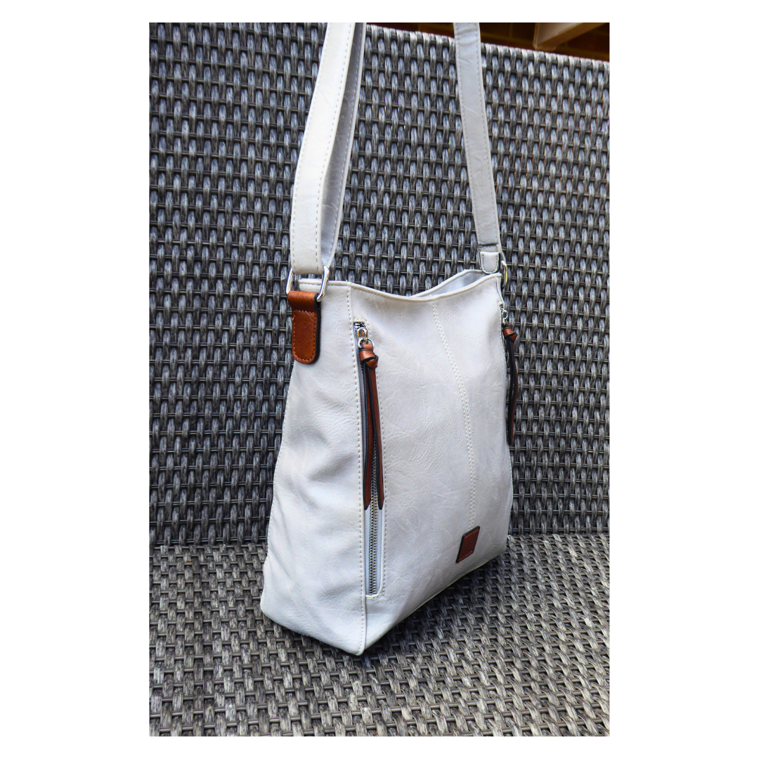 Grey Two Side Zipper Crossbody Shoulder Bag