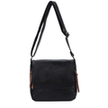 Leather-look vegan crossbody and shoulder bag in black with brass hardware and twin side zip pockets