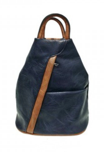 Large Triangular Backpack and Shoulder Bag Diagonal Zip - Anti-theft Security — Navy