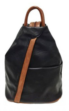 Large Triangular Backpack and Shoulder Bag Diagonal Zip - Anti-theft Security — Black