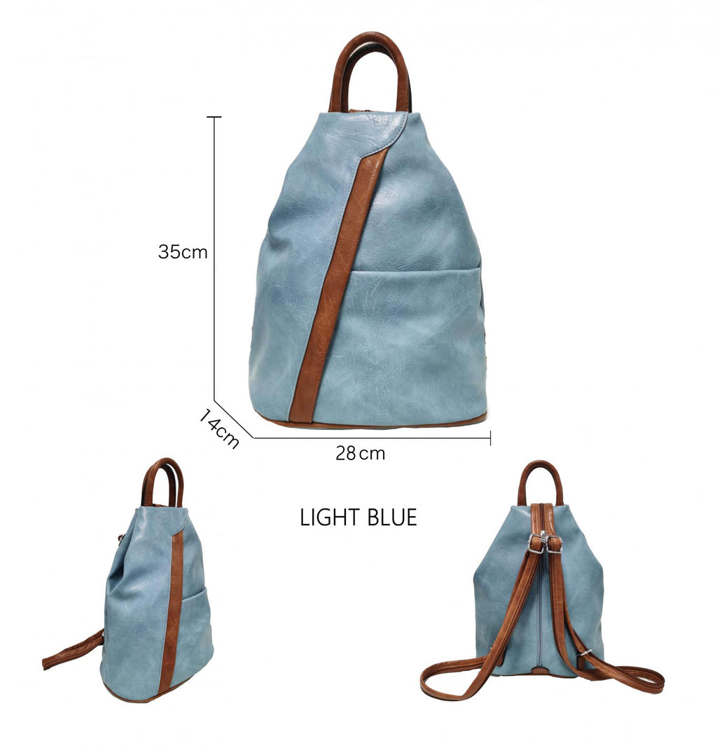 Large Triangular Backpack and Shoulder Bag Diagonal Zip - Anti-theft Security — side view