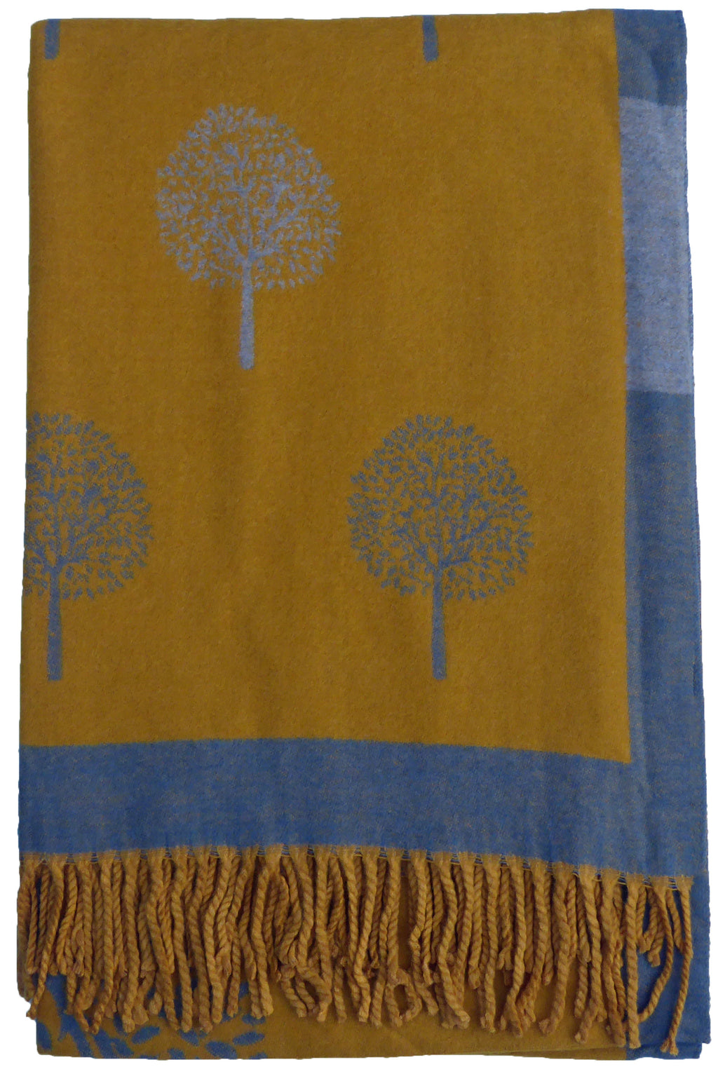Tree Of Life Mulberry Design Stripe Long Scarf Shawl Soft Touch CASHMERE — interior view