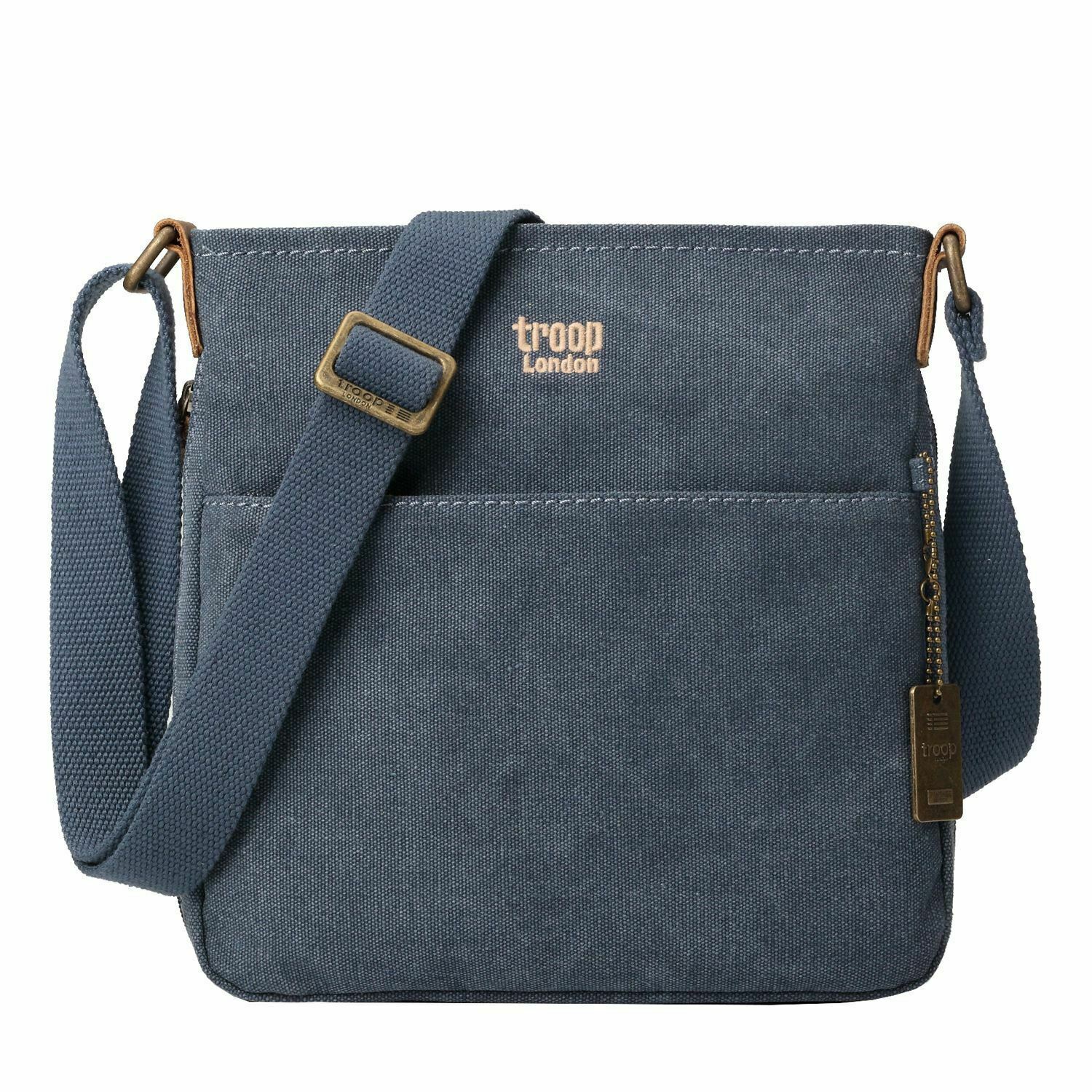 Troop London Strong Canvas Cross Body Bag Medium Size — Blue