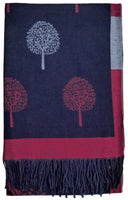 Tree Of Life Mulberry Design Stripe Long Scarf Shawl Soft Touch CASHMERE