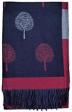 Tree Of Life Mulberry Design Stripe Long Scarf Shawl Soft Touch CASHMERE