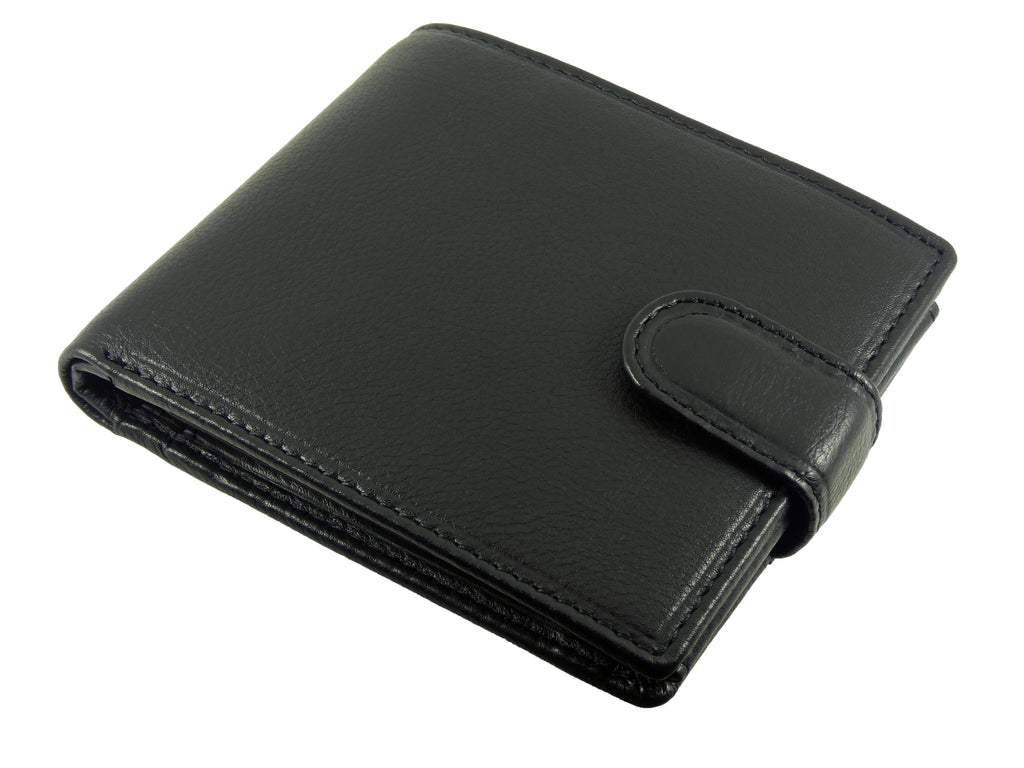 Leather Wallet 7 Card Slots, 2 Note Sections, Coin Pocket RFID Black — detail view