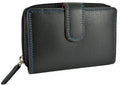 Multicoloured RFID Coin Purse  9 Card Slots Real Leather — Black Multi