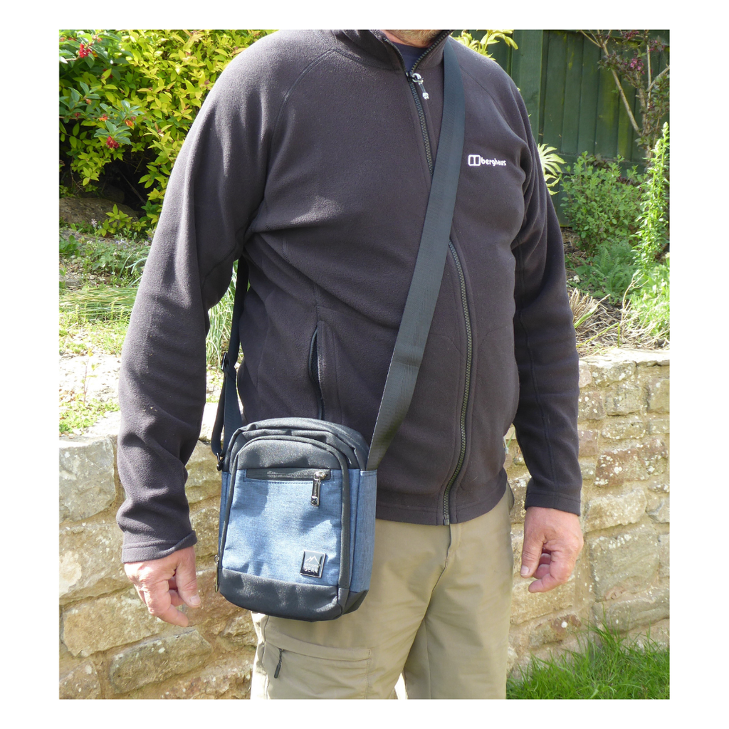 Cross-Body Bag Outdoor Gear - 3 Sections - Small Unisex — being worn