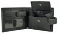 Leather Wallet 7 Card Slots, 2 Note Sections, Coin Pocket RFID Black — Black