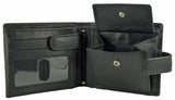 Leather Wallet 7 Card Slots, 2 Note Sections, Coin Pocket RFID Black