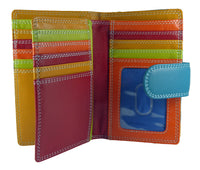 Womens Multi Coloured Real Leather RFID Purse for 13 Cards