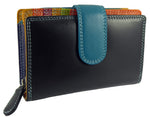 Womens Multi Coloured Real Leather RFID Purse for 13 Cards