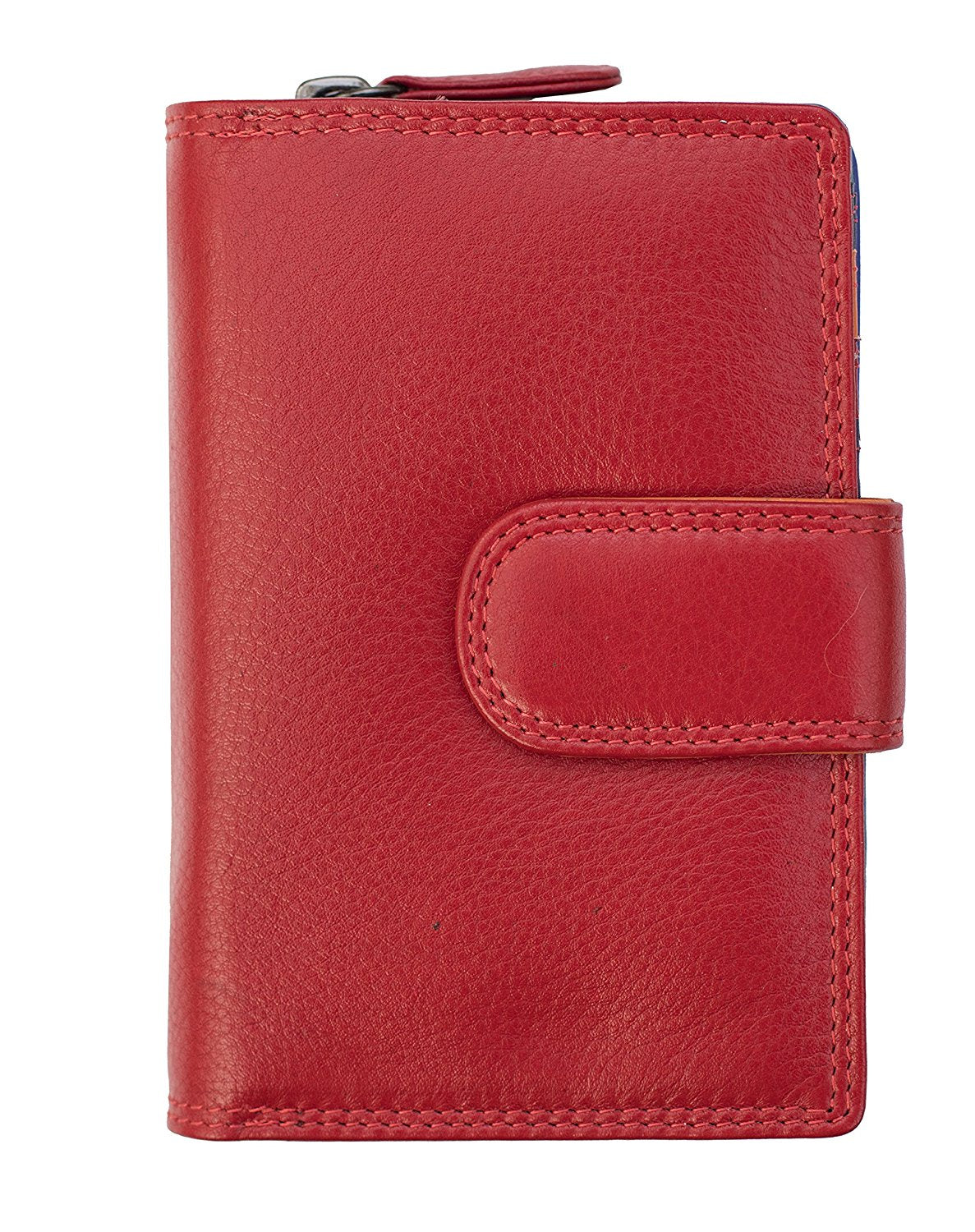 Womens Multi Coloured Real Leather RFID Purse for 10 Cards