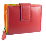 Womens Compact Multi Coloured Purse Wallet Real Leather