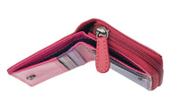 Womens Small Compact Multi Coloured Purse Wallet Real Leather