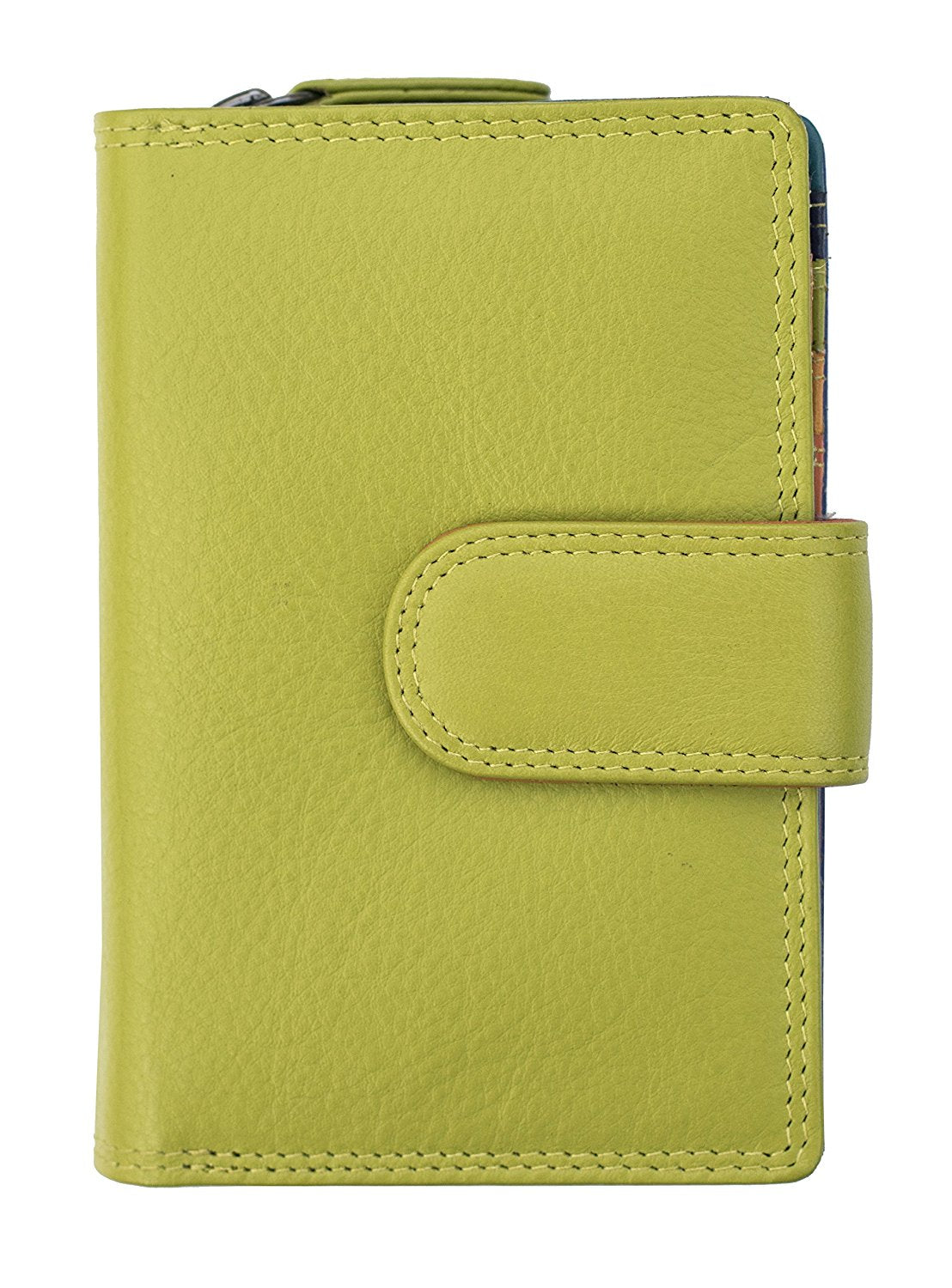 Womens Multi Coloured Real Leather RFID Purse for 10 Cards