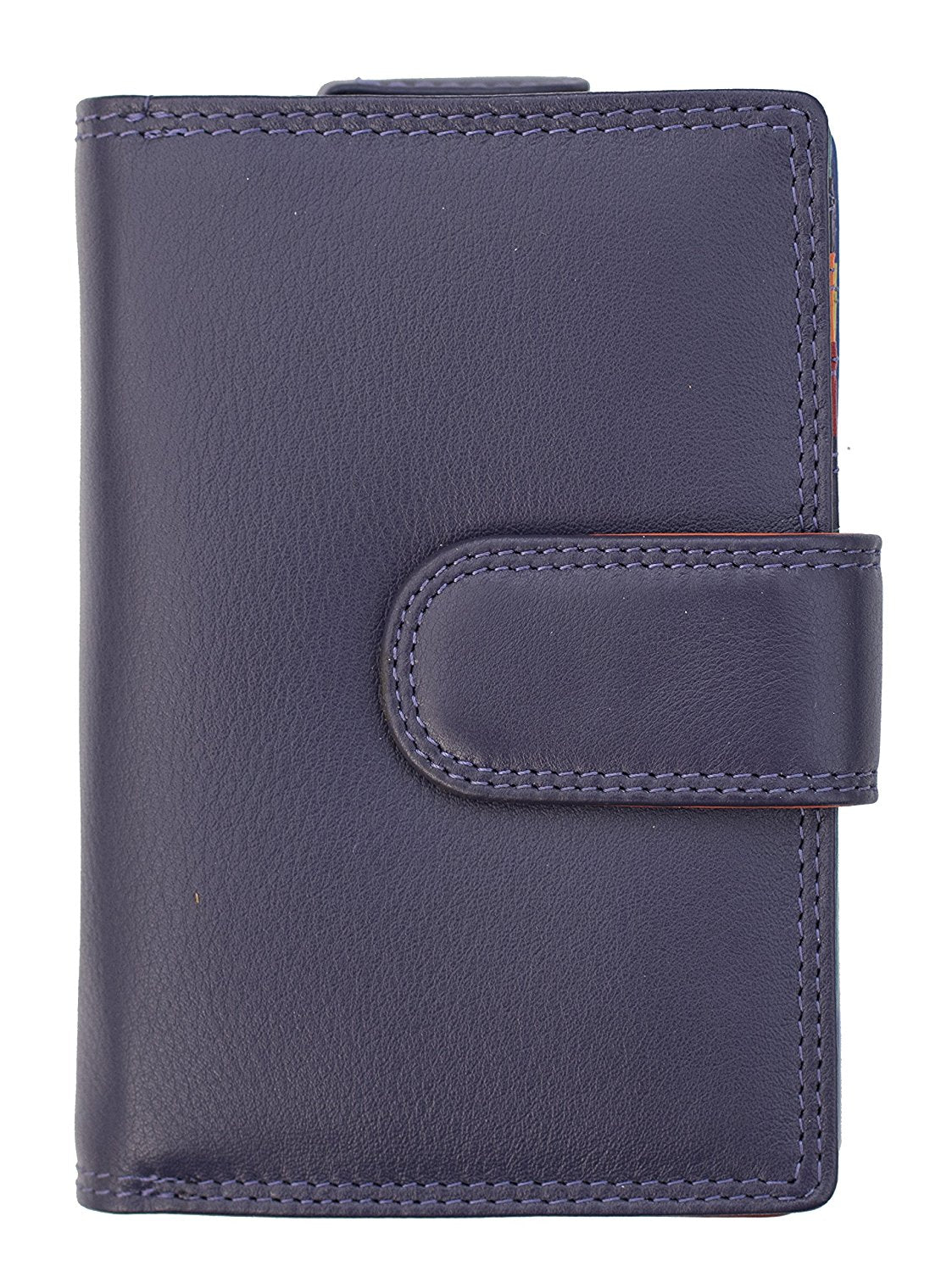 Womens Multi Coloured Real Leather RFID Purse for 10 Cards