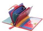 Womens Multi Coloured Real Leather RFID Purse for 10 Cards