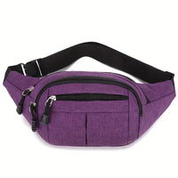 Womens Mens Bumbag Waist Hip Bag 4 Zip Lightweight Travel Canvas  - Holidays, Everyday, Travel Use, Festivals