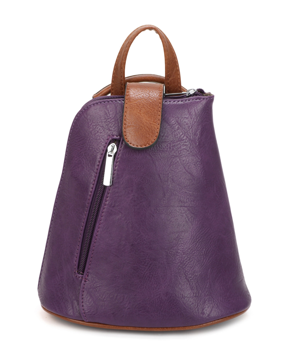 Small Triangular Backpack Shoulder Bag with Tab Top — Purple