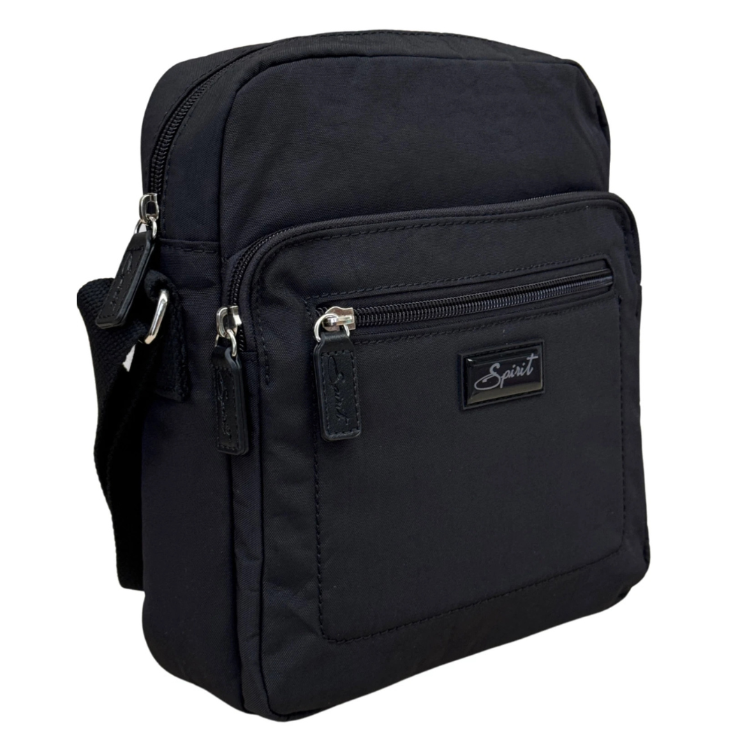 Spirit Three Section Crossbody Bag Lightweight Bag — Black