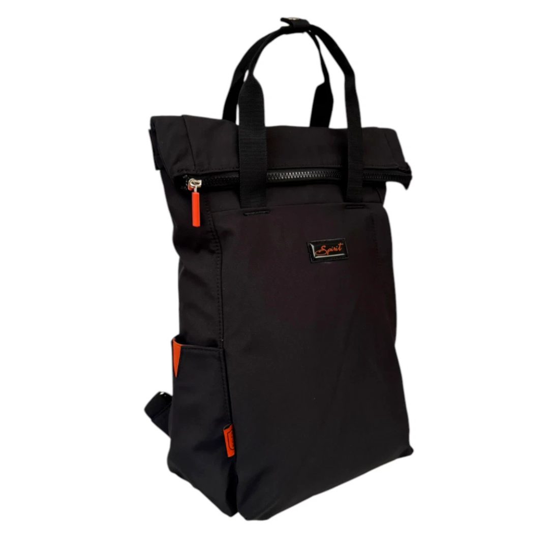 Spirit Eco Roll Top Backpack Large Lightweight  - Holidays, Everyday, Travel, Festivals — Black
