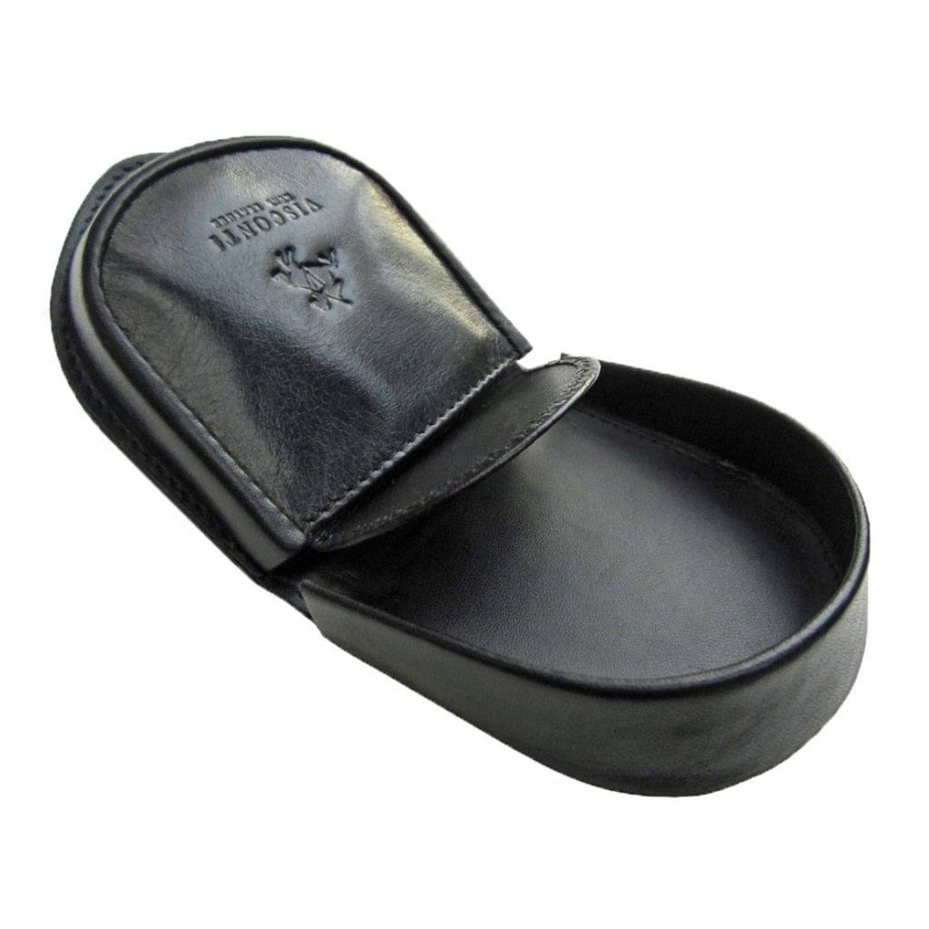 Premium Leather Coin Horseshoe Tray Purse Wallet Boxed - VISCONTI black colour open