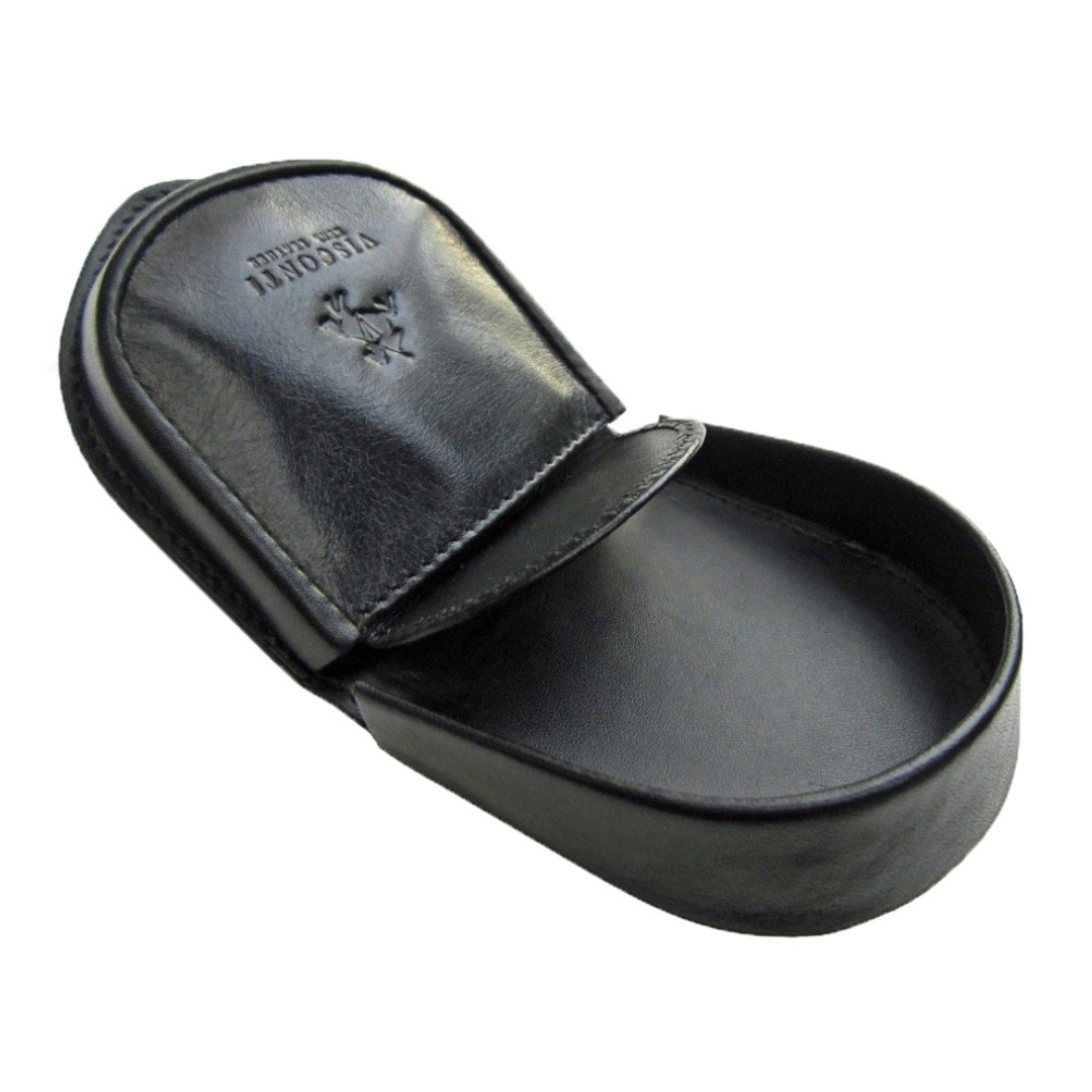 Premium Leather Coin Horseshoe Tray Purse Wallet Boxed - VISCONTI black colour open