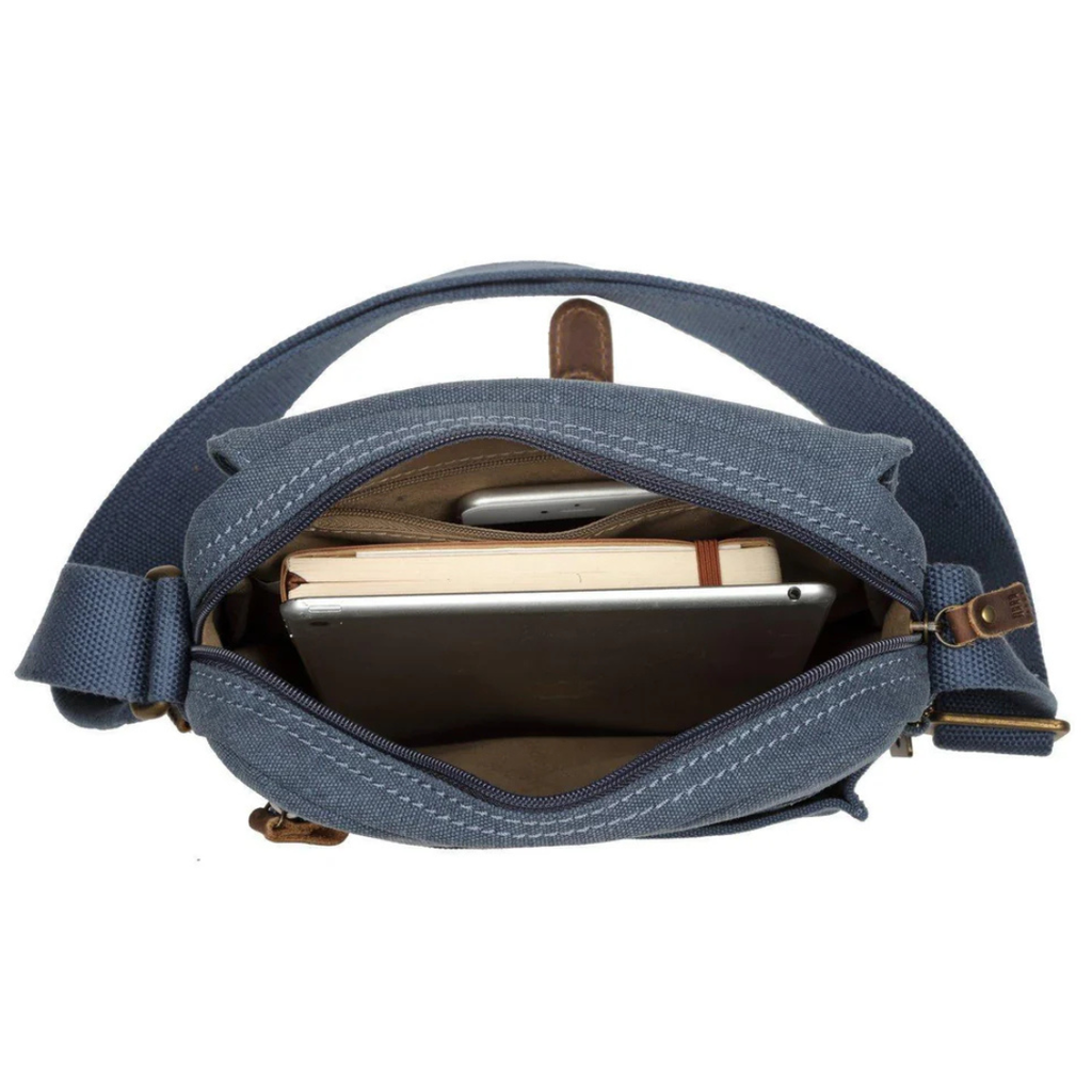 Blue Troop London Strong Canvas Cross body Bag with Front Buckle