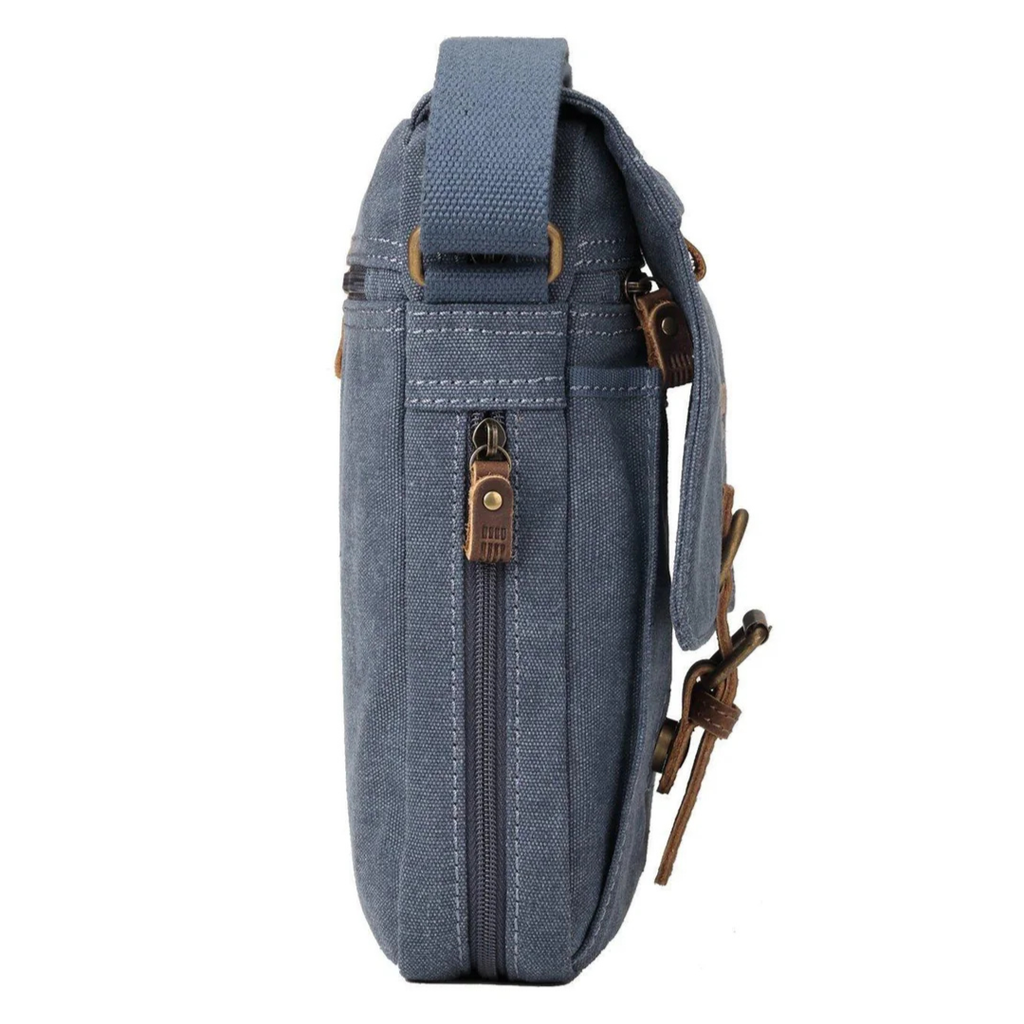 Blue Troop London Strong Canvas Cross body Bag with Front Buckle