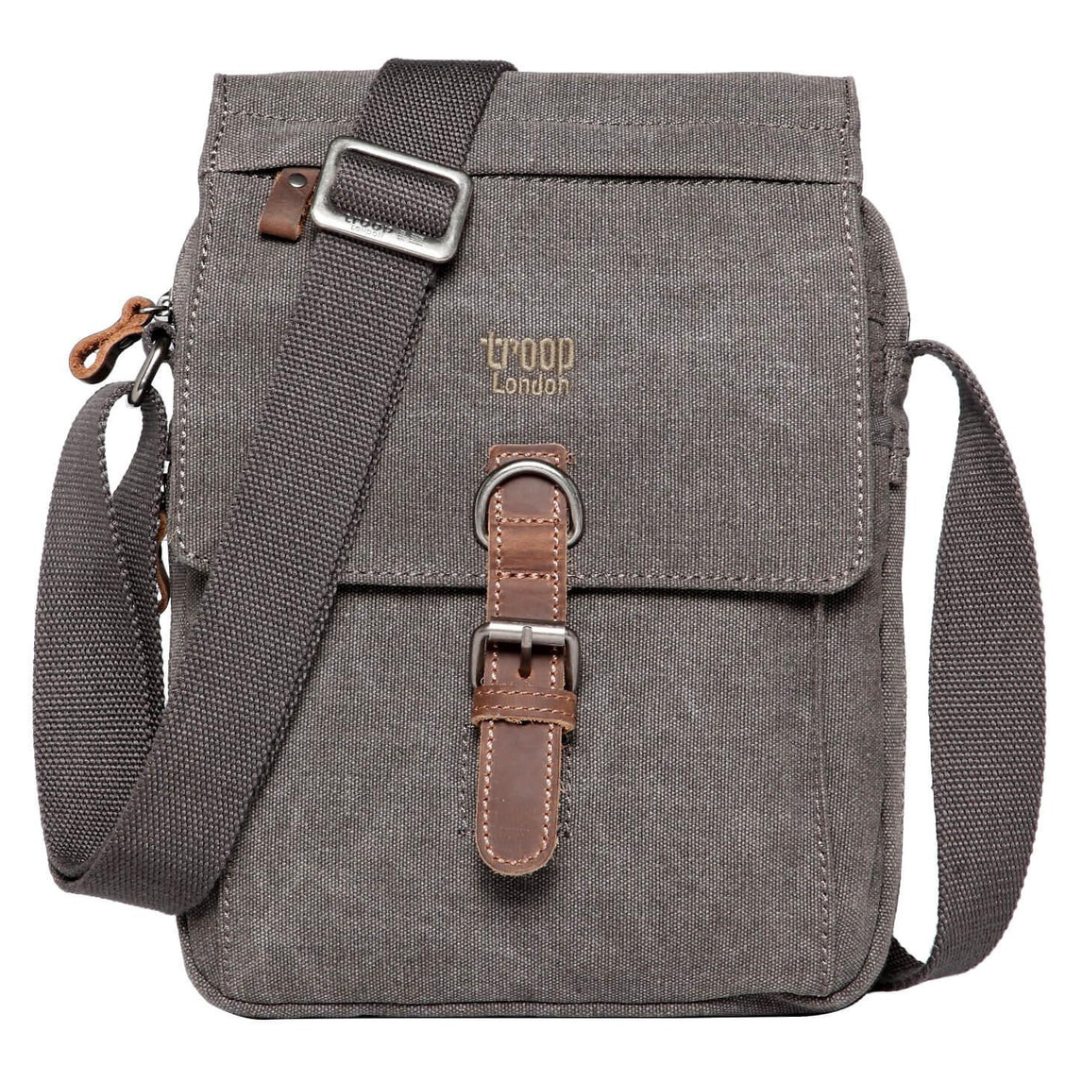 Womens Mens Troop London Strong Canvas Cross body Bag with Front Buckle