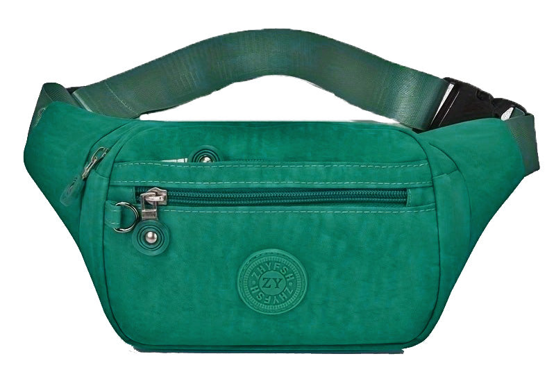 Bumbag Waist Hip Bag 5 Zip Lightweight Travel Nylon - Holidays, Everyday, Travel, Festivals — Green