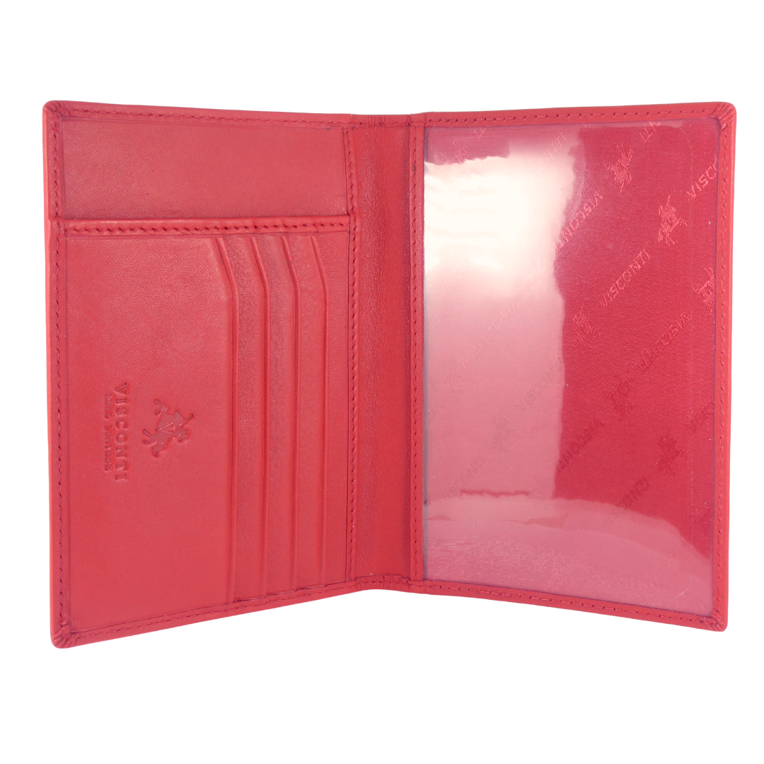 Passport Holder Card Slots - Premium Real Leather - Boxed Visconti — Red